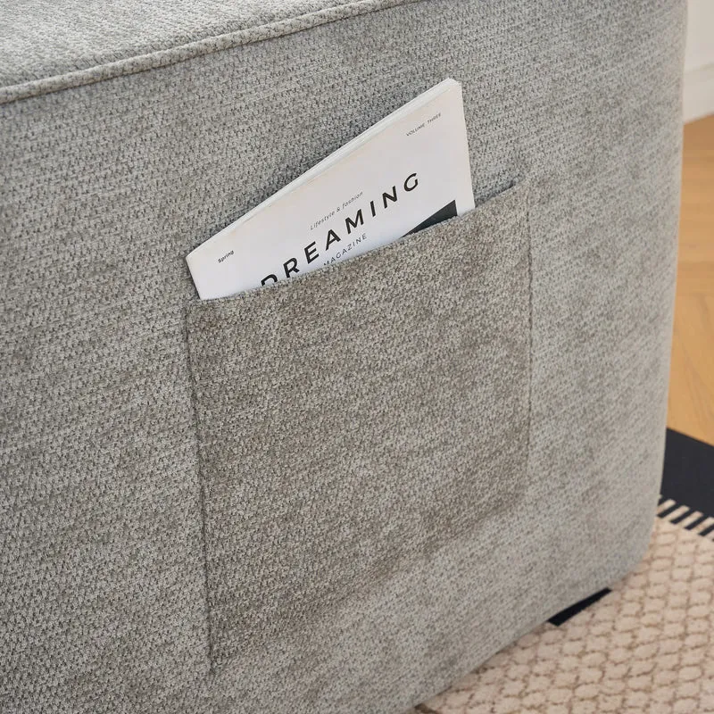Canapé d'angle XXL L-Form modulable 264cm en chenille gris clair, profond, sans montage, confort moelleux DECENTRA