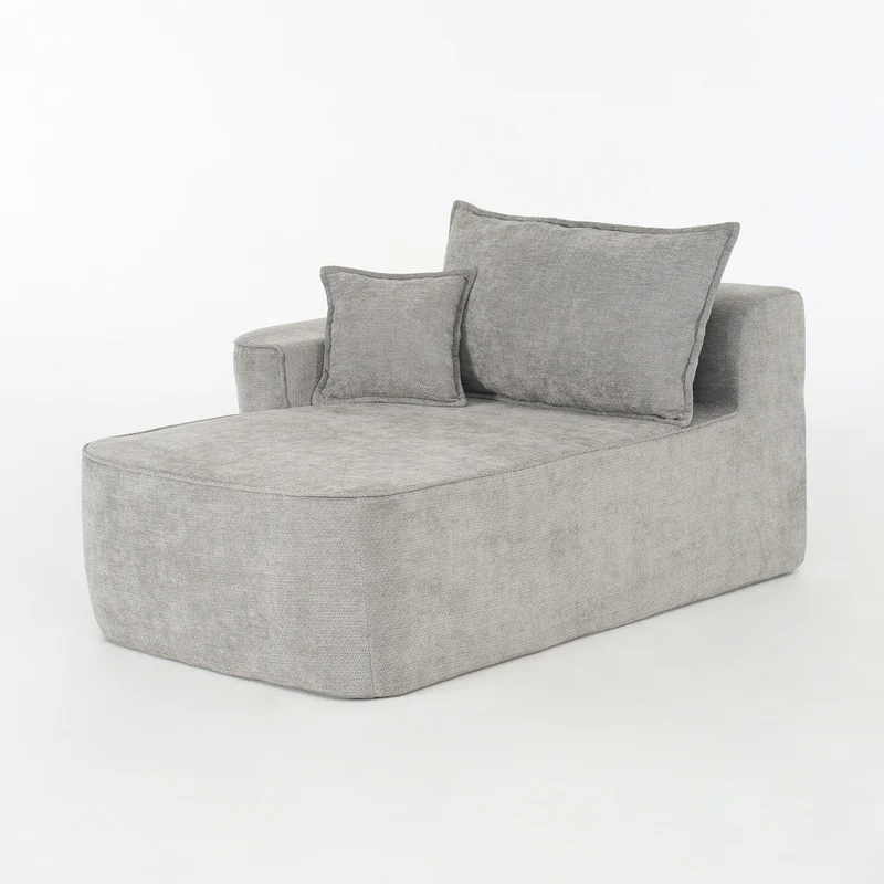 Canapé d'angle XXL L-Form modulable 264cm en chenille gris clair, profond, sans montage, confort moelleux DECENTRA