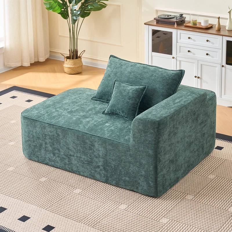 Canapé d'angle XXL L-Form modulable 264cm en chenille vert, profond, sans montage, confort moelleux BIOLOGY