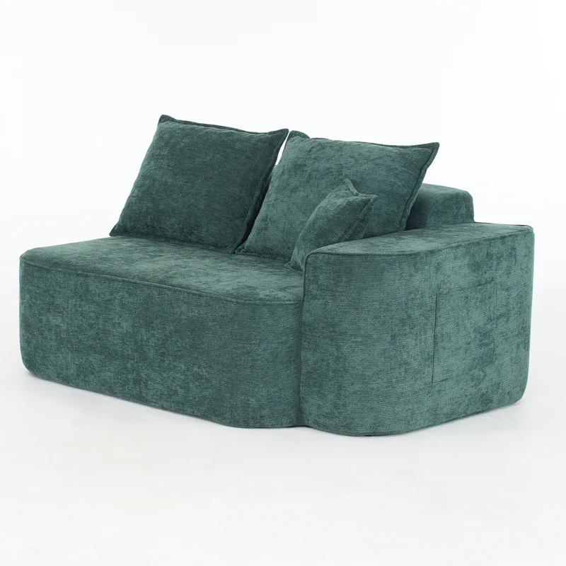 Canapé d'angle XXL L-Form modulable 264cm en chenille vert, profond, sans montage, confort moelleux BIOLOGY
