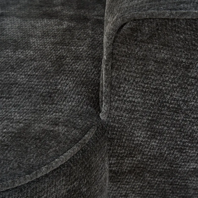 Meridienne canapé simple moelleux en chenille noire sans montage coussin inclus, poches latérales MITIGAT
