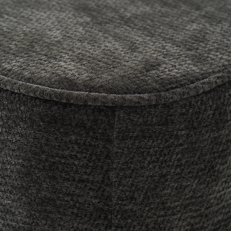 Meridienne canapé simple moelleux en chenille noire sans montage coussin inclus, poches latérales MITIGAT