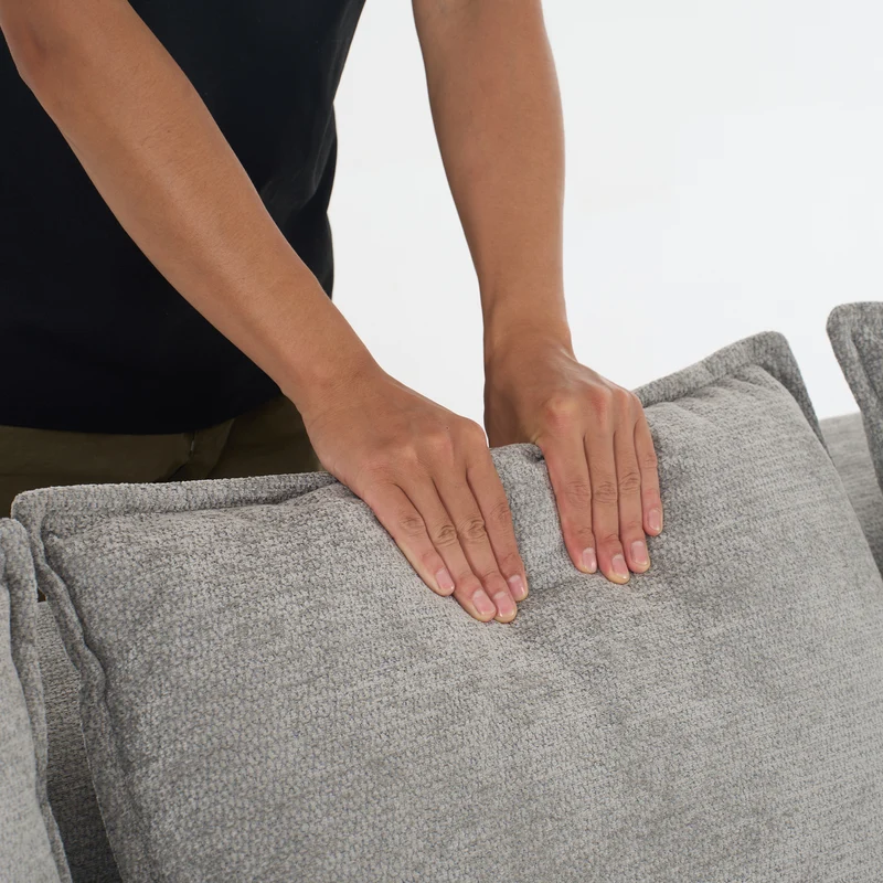 Meridienne canapé simple moelleux en chenille grise sans montage coussin inclus, poches latérales AQUAPON