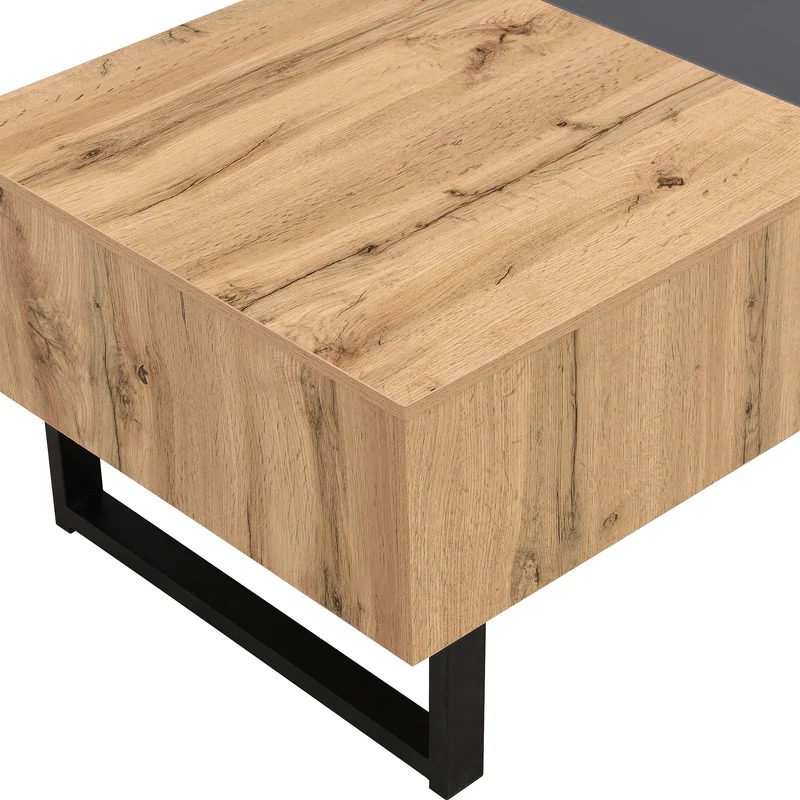 Table basse multifonction moderne coulissante avec rangement caché, effet bois et gris SOLSTICEWHIFF