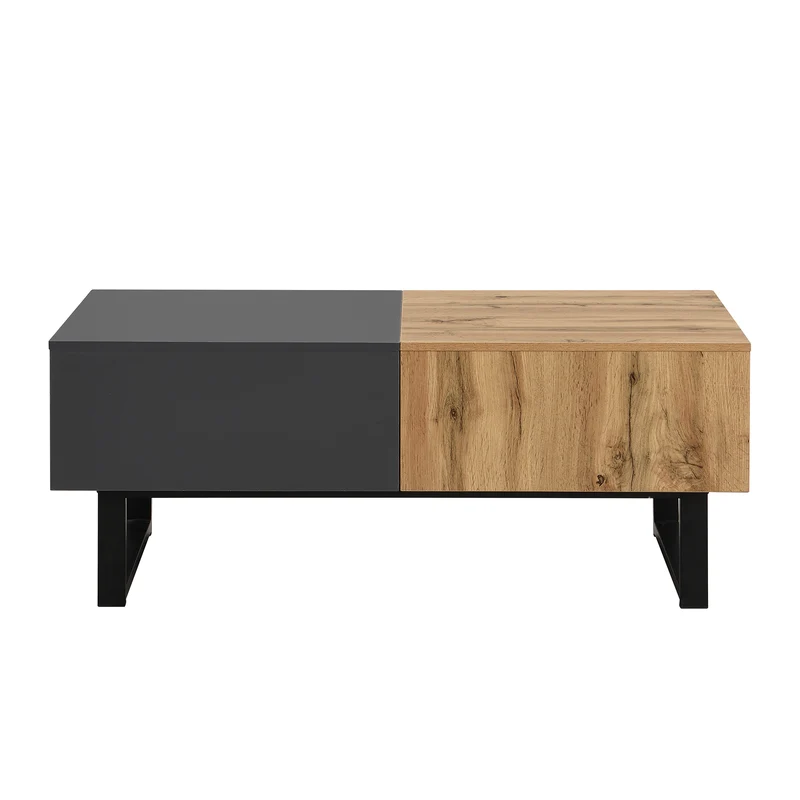 Table basse multifonction moderne coulissante avec rangement caché, effet bois et gris SOLSTICEWHIFF