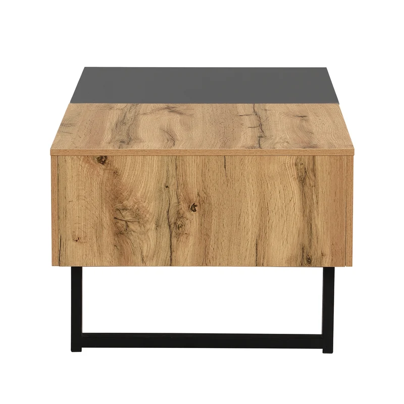 Table basse multifonction moderne coulissante avec rangement caché, effet bois et gris SOLSTICEWHIFF