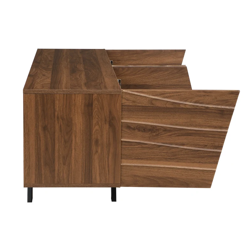 Meuble TV moderne bois noyer, pieds en fer noir 160×39×50,5 cm WHISKFERNSTEM