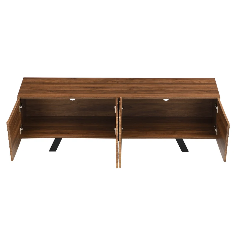 Meuble TV moderne bois noyer, pieds en fer noir 160×39×50,5 cm WHISKFERNSTEM