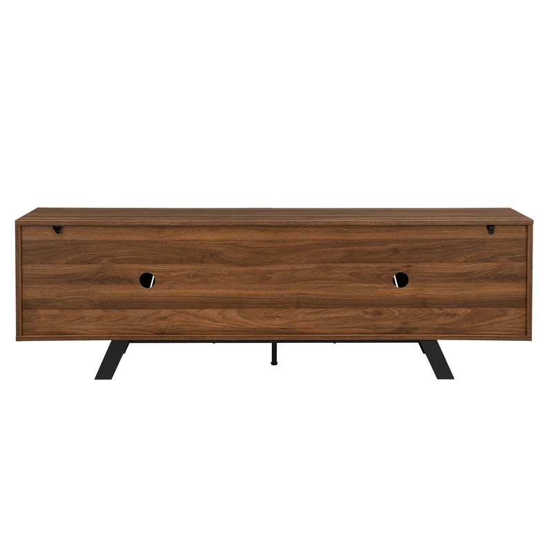 Meuble TV moderne bois noyer, pieds en fer noir 160×39×50,5 cm WHISKFERNSTEM