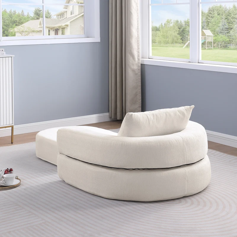 Canapé fauteuil convertible 2-en-1 matelas de sol modulable en chenille blanc avec oreiller intégré SUGARSECRET