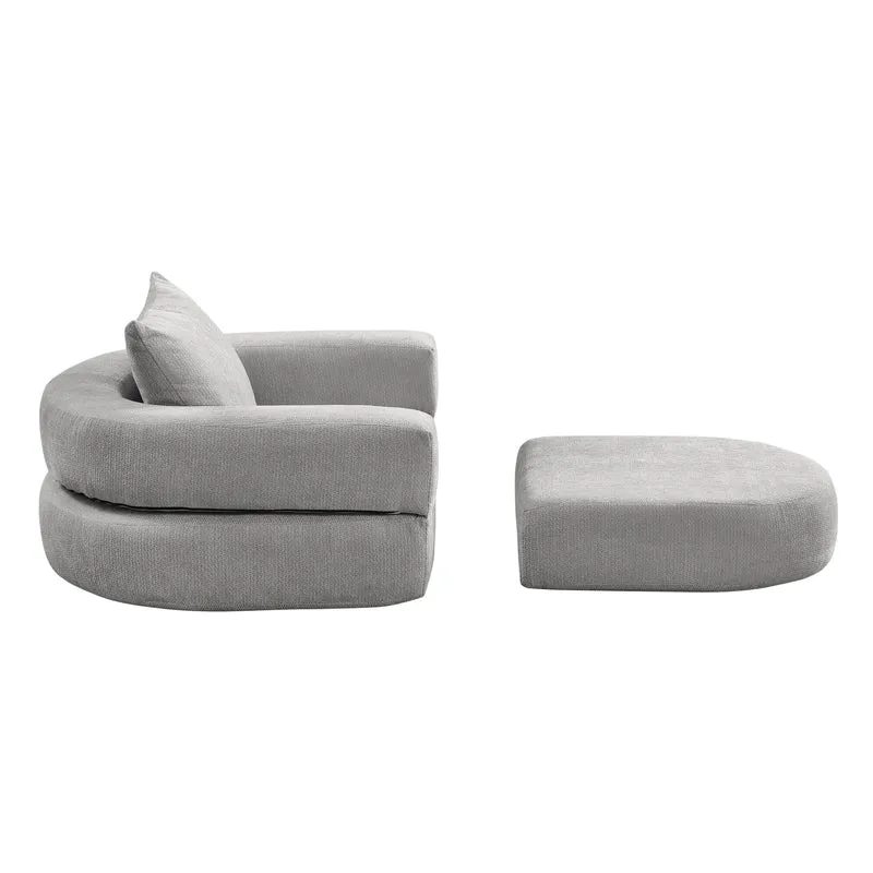 Canapé fauteuil convertible 2-en-1 matelas de sol modulable en chenille gris avec oreiller intégré SALTROAD