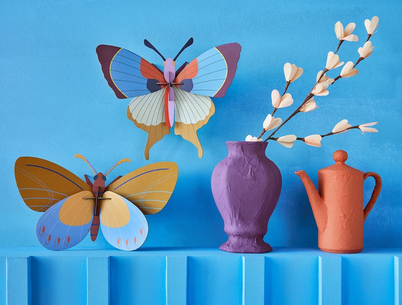 Décoration murale carton recyclé - Papillon plum fringe