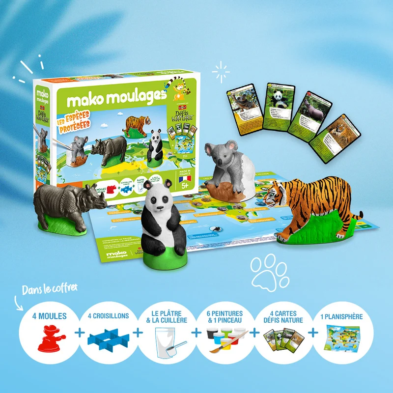 Kit créatif moulage + peinture (4) - Espèces protégées