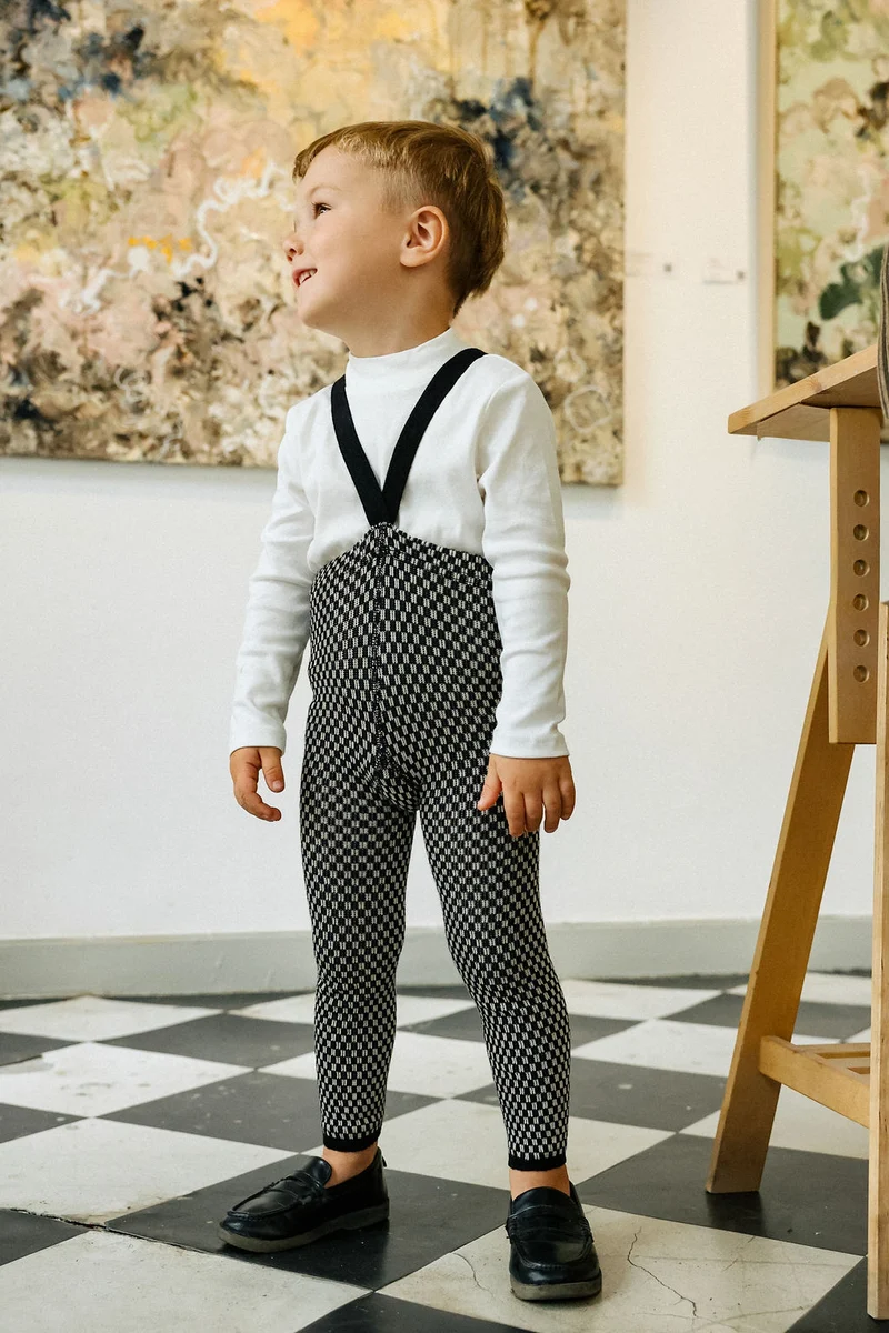 Collant à bretelles | Checked - Black x White