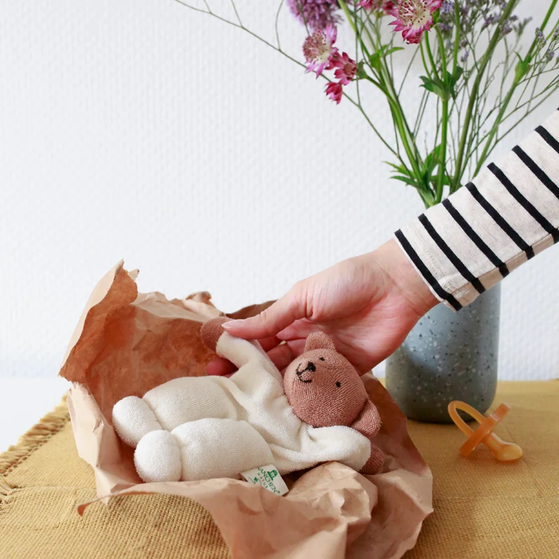 Peluche / hochet biologique - Ours brun