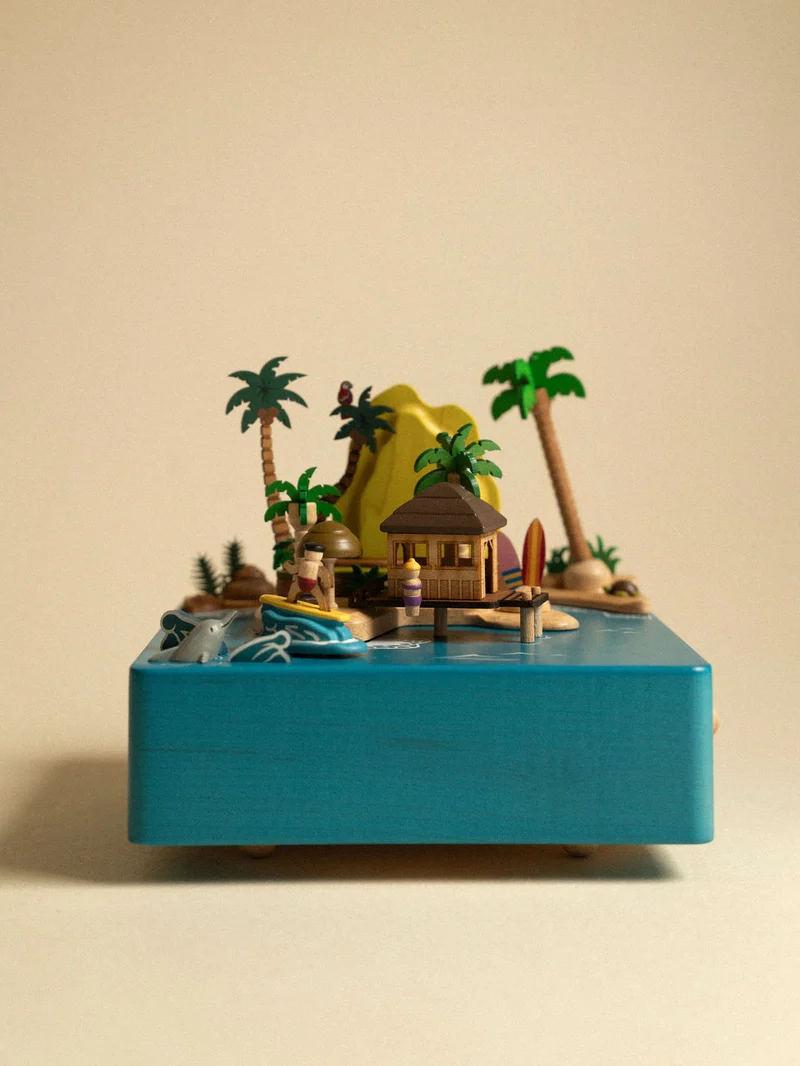 Boite musicale en bois - Île ensoleillée
