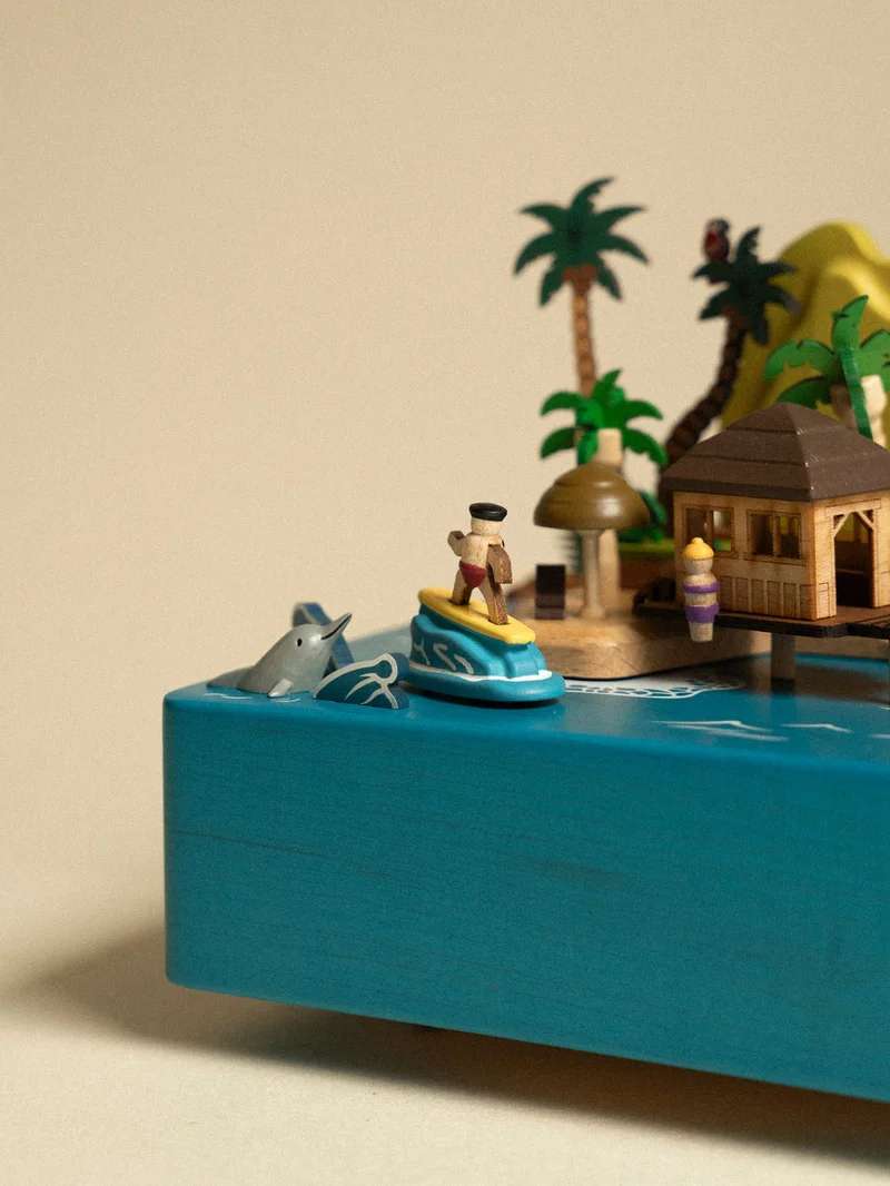 Boite musicale en bois - Île ensoleillée