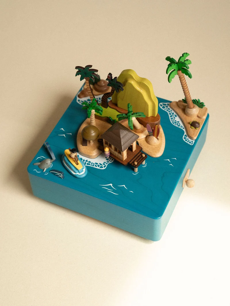 Boite musicale en bois - Île ensoleillée
