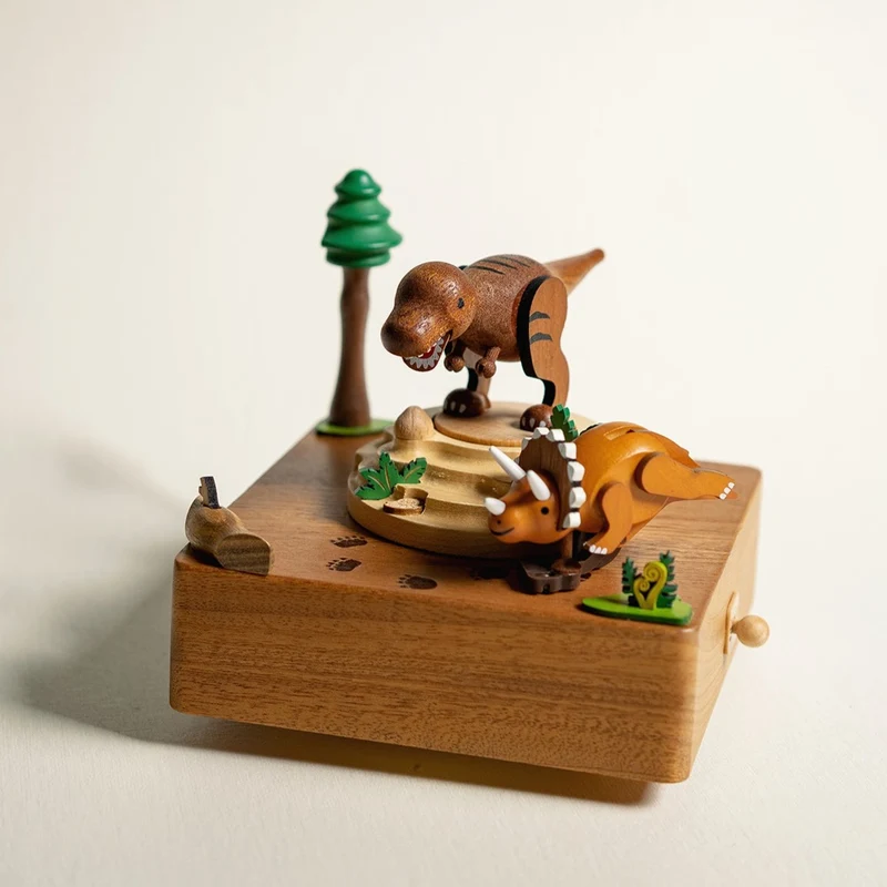 Boite musicale en bois - T-rex