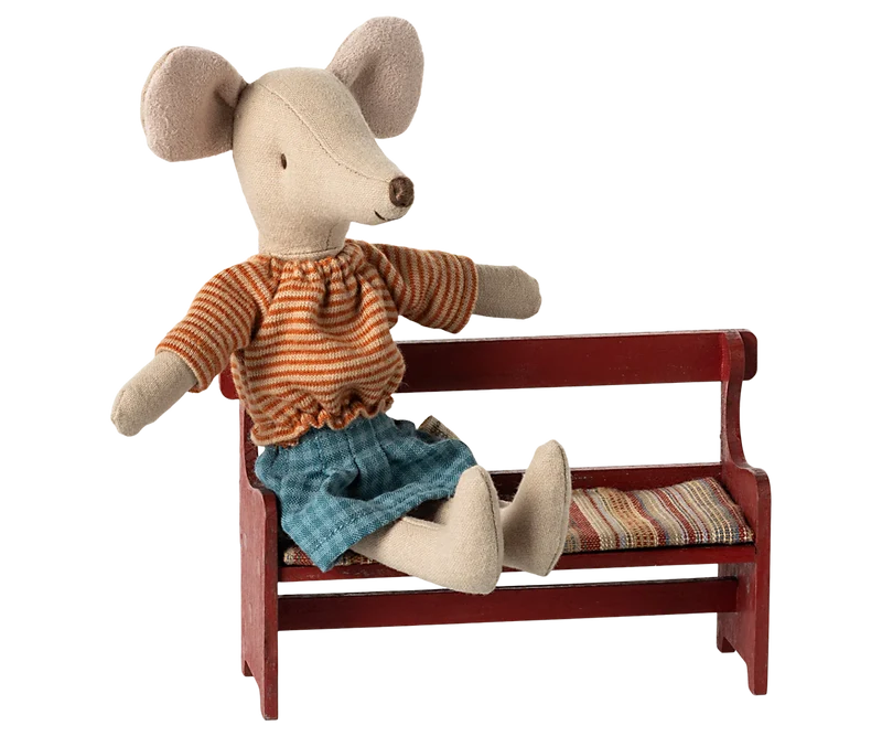 Banc en bois miniature - Rouge