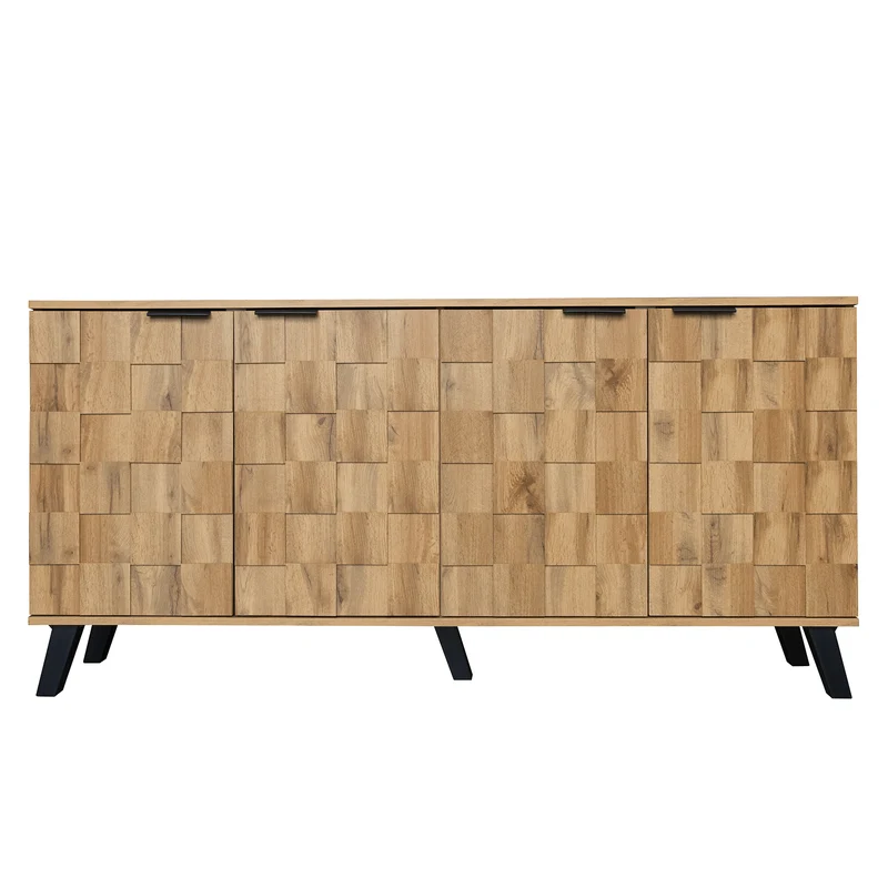 Buffet moderne effet bois à 4 portes 160,5x35,5x78cm OCAERS