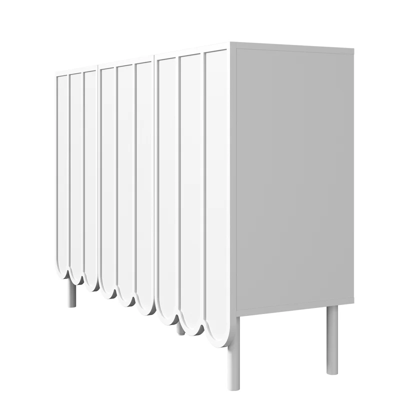 Buffet blanc moderne avec 3 portes ondulées et étagères réglables ROYALJEL