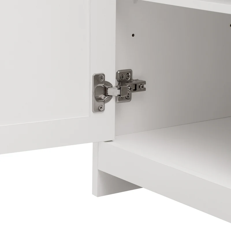 Buffet blanc et effet bois 4 portes 3 tiroirs 160*37*75cm STAANKIL