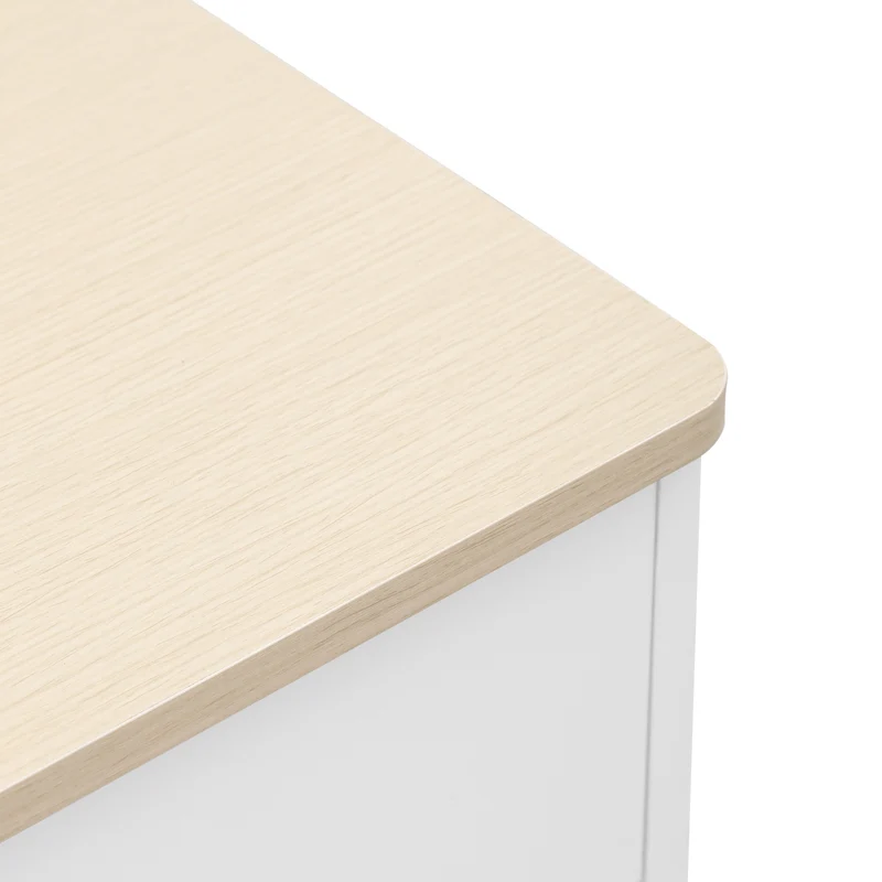 Buffet blanc et effet bois 4 portes 3 tiroirs 160*37*75cm STAANKIL