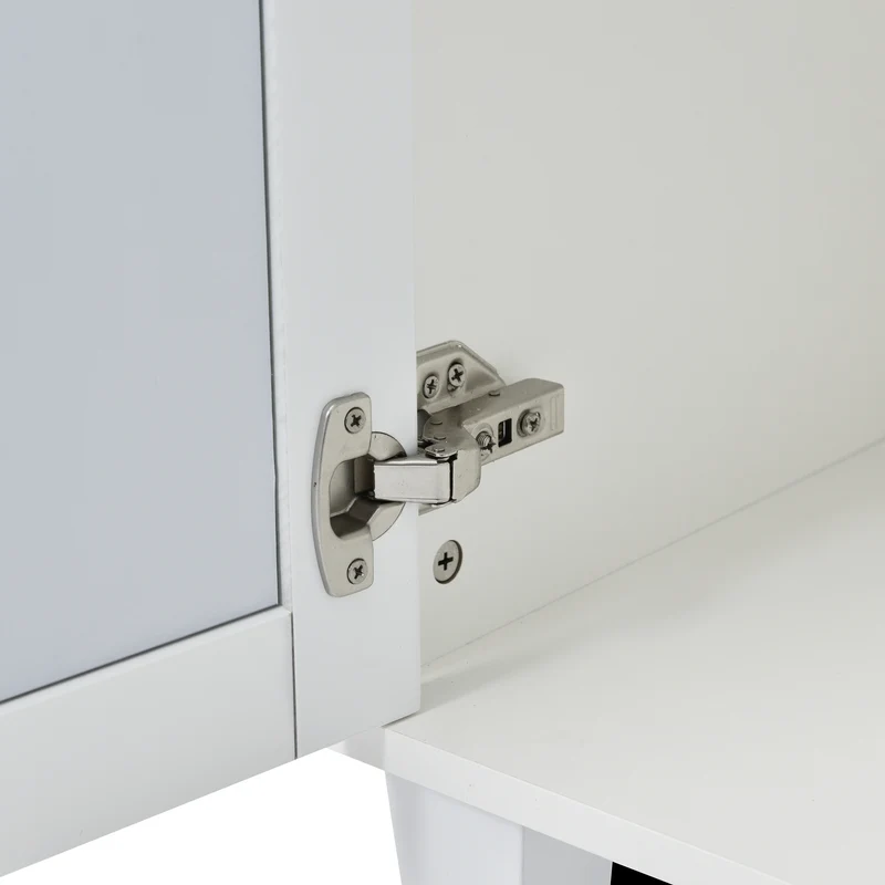 Buffet blanc design 4 portes miroir motif géométrique et poignées en cristal froid 160*40*84cm VOVRATH WHITE