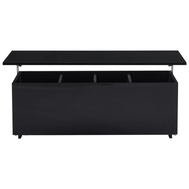 Table basse relevable noire brillante avec éclairage LED 100*50*35 cm OKRUITS BLACK