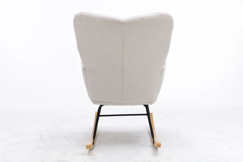 Fauteuil à bascule rembourré en tissu bouclette Teddy vert THROKUTS TEDDY WHITE
