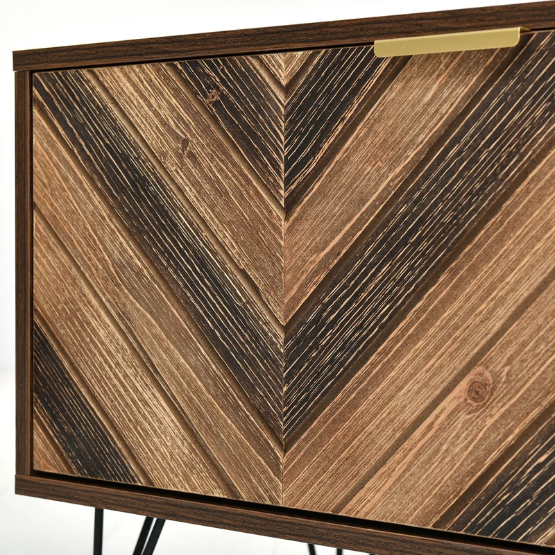 Meuble TV effet bois, 2 portes et 2 niches ouvertes, marron, 155x38x48cm BEILZA