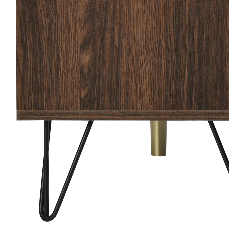 Meuble TV effet bois, 2 portes et 2 niches ouvertes, marron, 155x38x48cm BEILZA