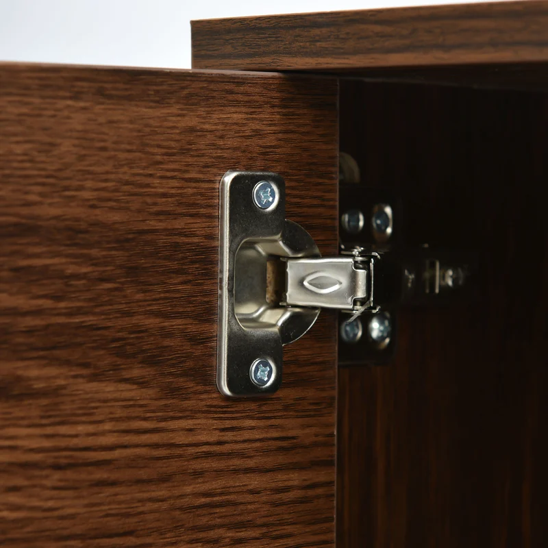 Meuble TV effet bois, 2 portes et 2 niches ouvertes, marron, 155x38x48cm BEILZA
