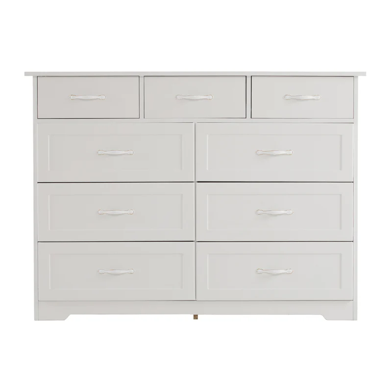 Buffet blanc à 9 tiroirs avec poignées en métal 120Lx40Px88H NALGUNS