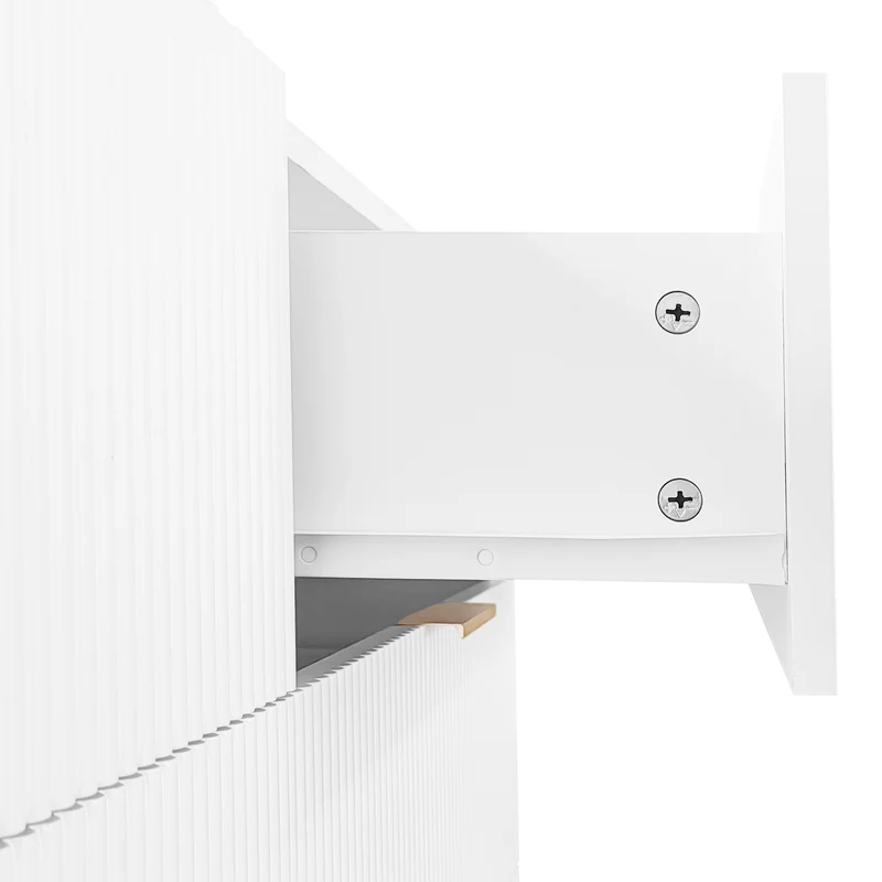 Buffet élégant blanc 6 tiroirs, poignées et pointe de pieds dorés 120*40*77cm COQREOD WHITE