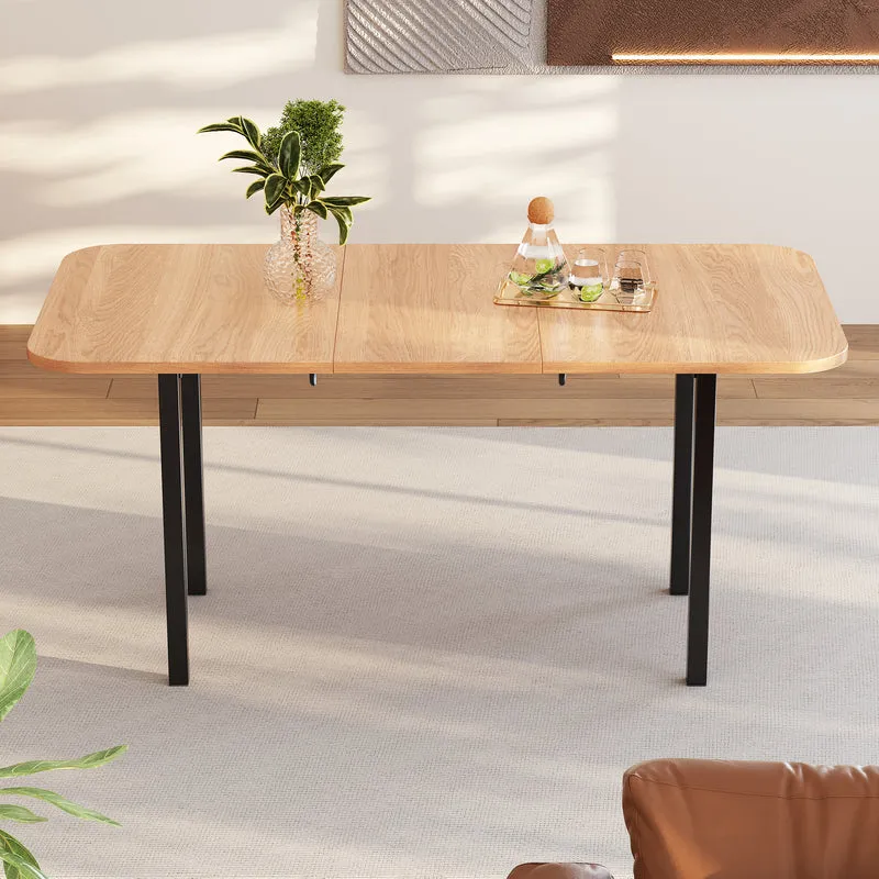 Table de salle à manger extensible effet bois brillante 120-160*80cm VOLKAE