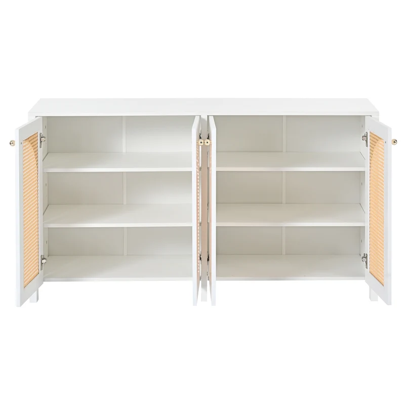 Buffet élégant blanc en rotin 4 portes SCIRQRAIN