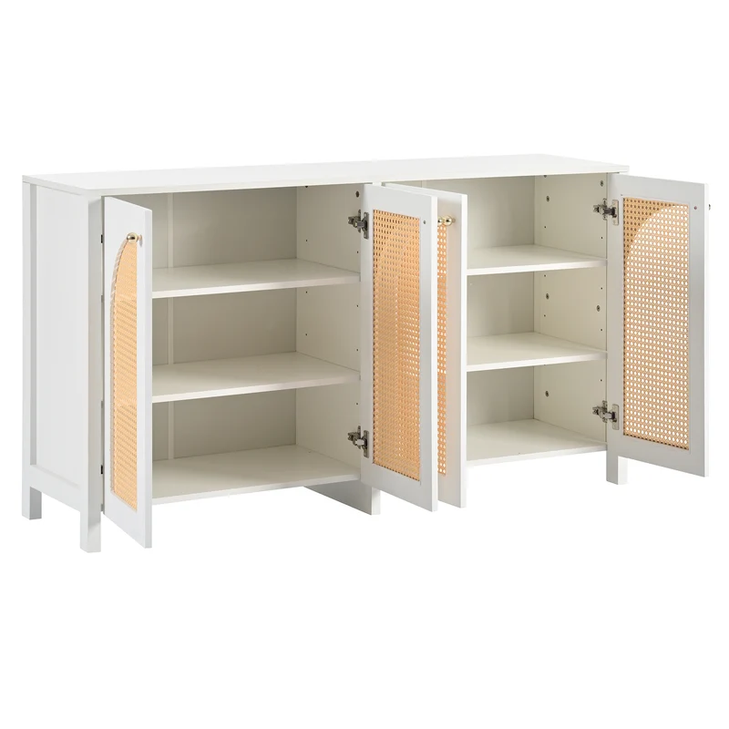 Buffet élégant blanc en rotin 4 portes SCIRQRAIN
