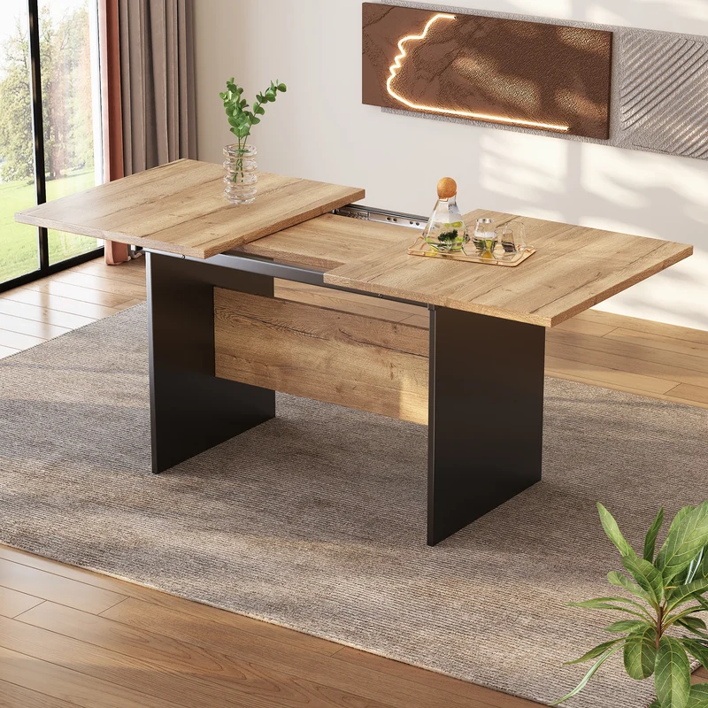 Table de salle à manger extensible effet bois 140-180*80 cm SCRAISCALS