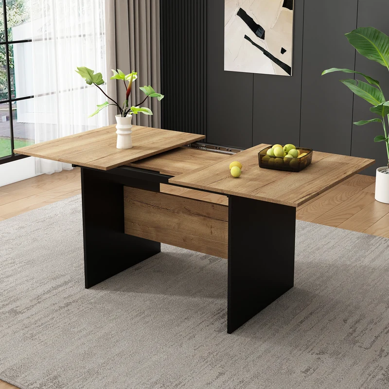 Table de salle à manger extensible effet bois 140-180*80 cm SCRAISCALS
