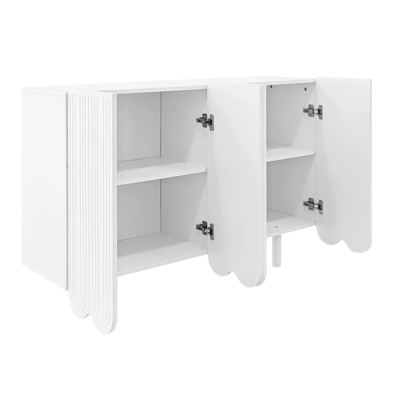 Buffet blanc 4 portes avec motif et rangement 120*37.5*80.8 cm EVRENS WHITE