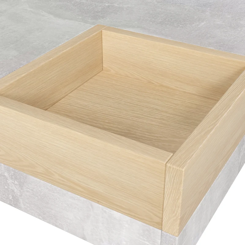 Table basse carré moderne effet béton gris et une boit de rangement bois nature 72*72*30 CROKS