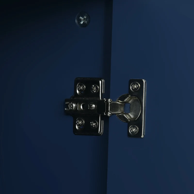 Commode buffet haut avec 2 portes 3 tiroirs bleu marine motif d'écailles H82/B120/T40 AIKETS