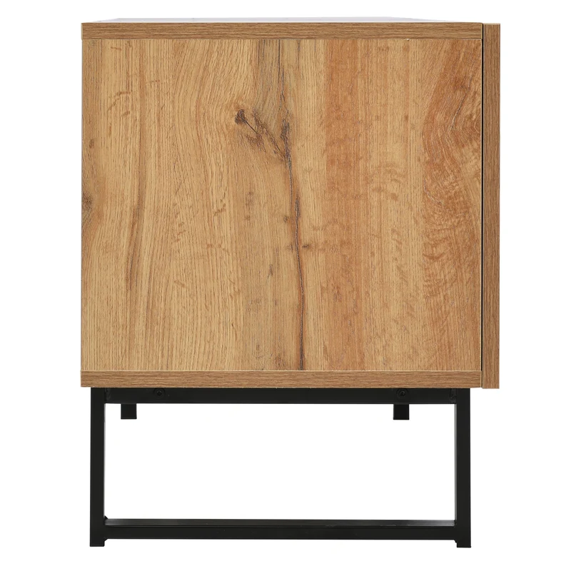 Meuble TV moderne au design noir et bois avec espace de rangement spacieux MODAI