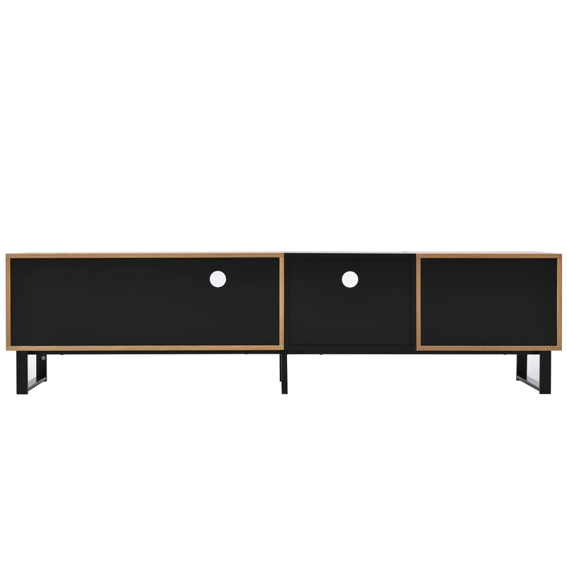 Meuble TV moderne au design noir et bois avec espace de rangement spacieux MODAI