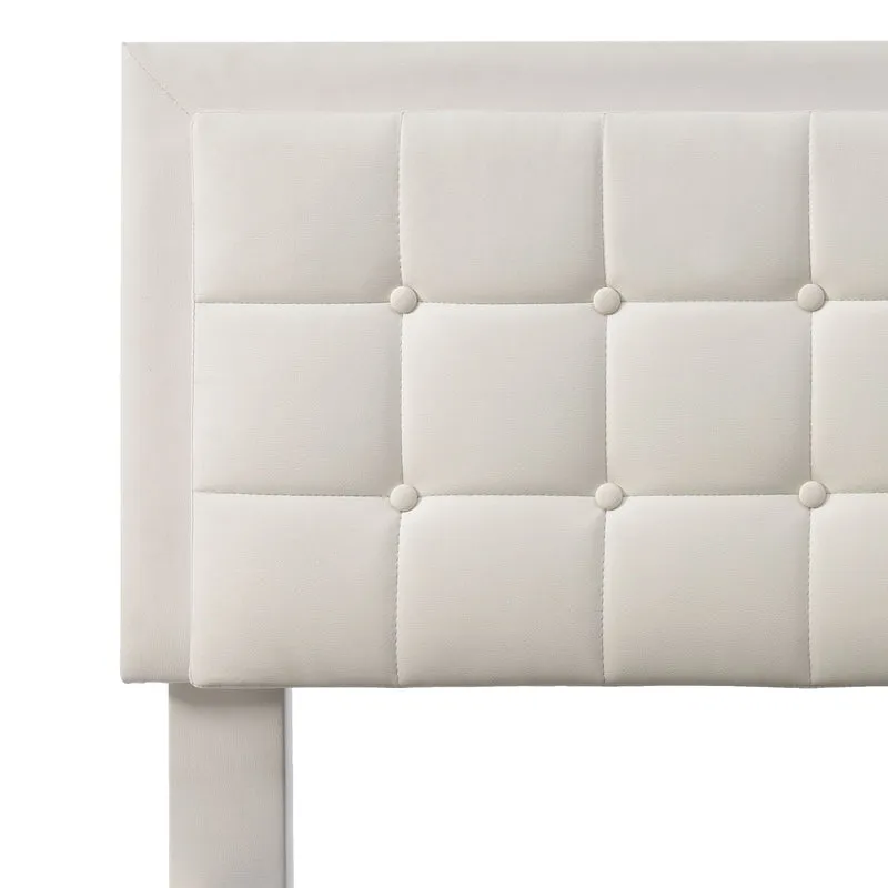 Lit coffre double PU blanc rembourré avec tête de lit haute, éclairage LED 160*200cm STUDDU