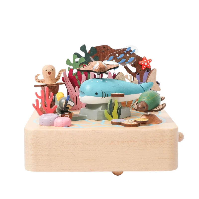 Boite musicale en bois - Amis de la mer