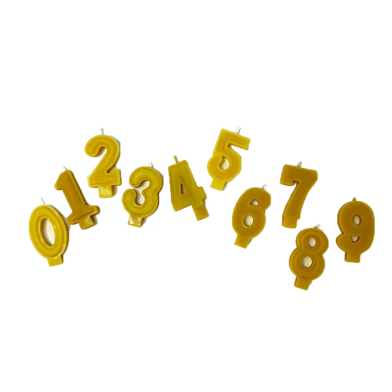 Bougie 100% cire d'abeille - Chiffres jaunes