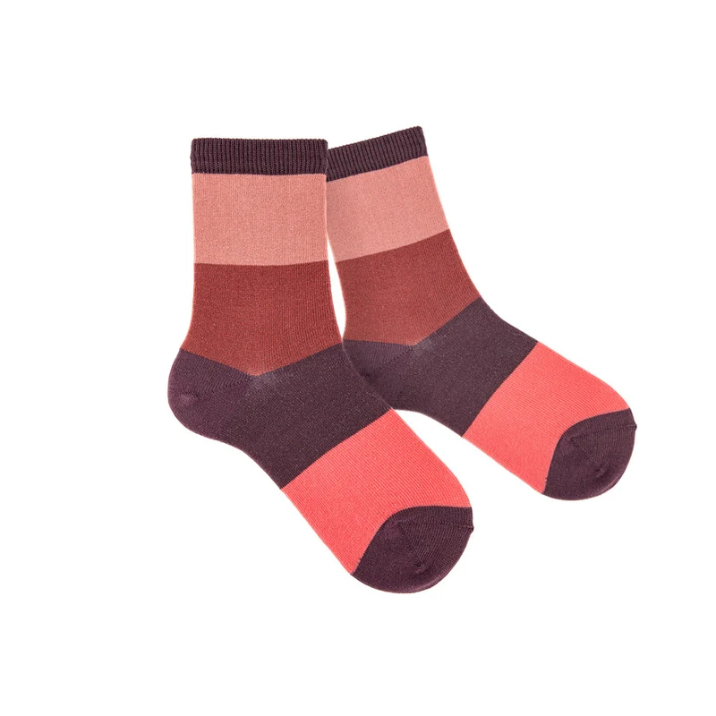 Chaussettes à larges rayures - Bordeaux